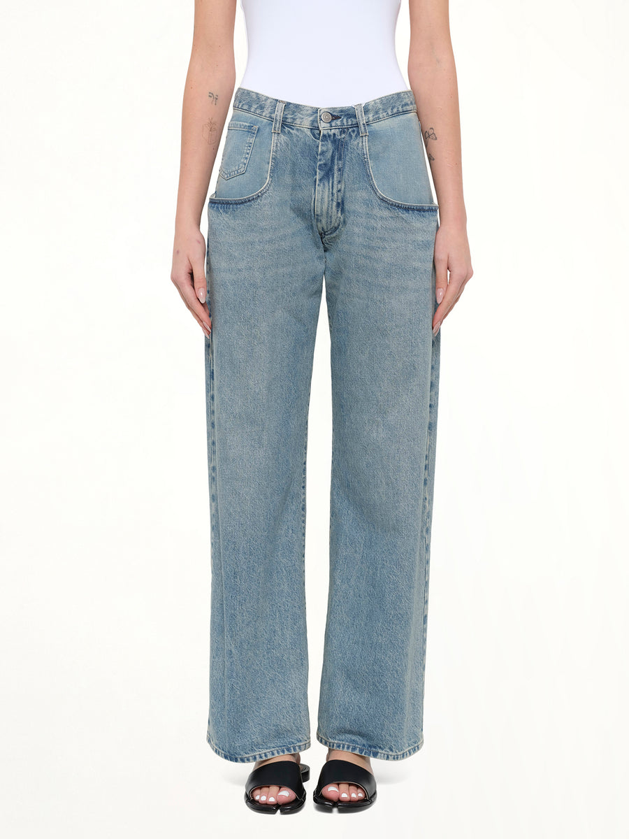 Exposed 5 Pocket Denim Jeans in Ice Blue