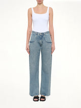 Exposed 5 Pocket Denim Jeans in Ice Blue