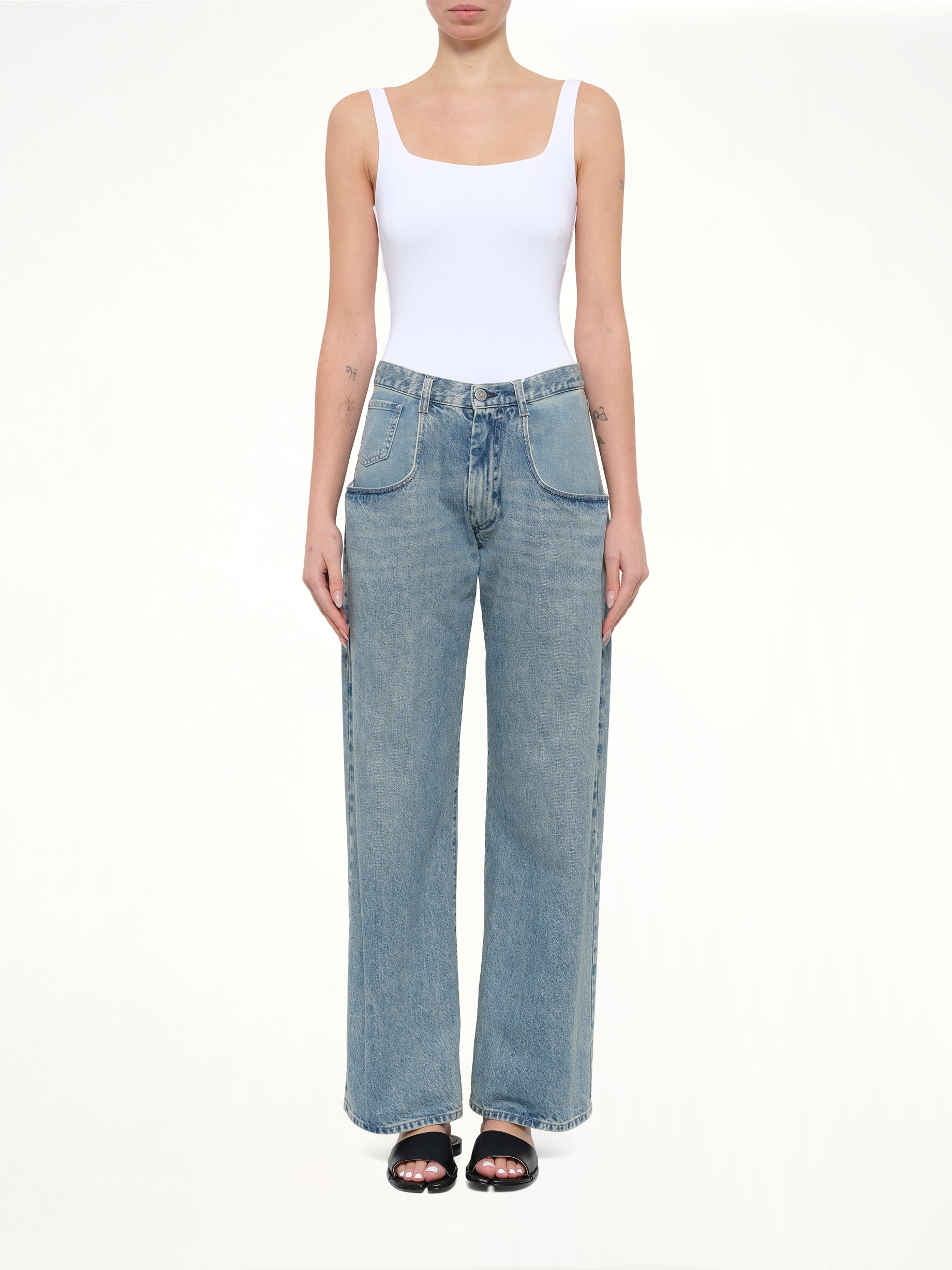 Exposed 5 Pocket Denim Jeans in Ice Blue