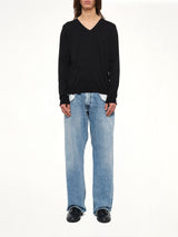V-Neck Knit Sweater in Black