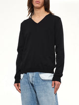V-Neck Knit Sweater in Black