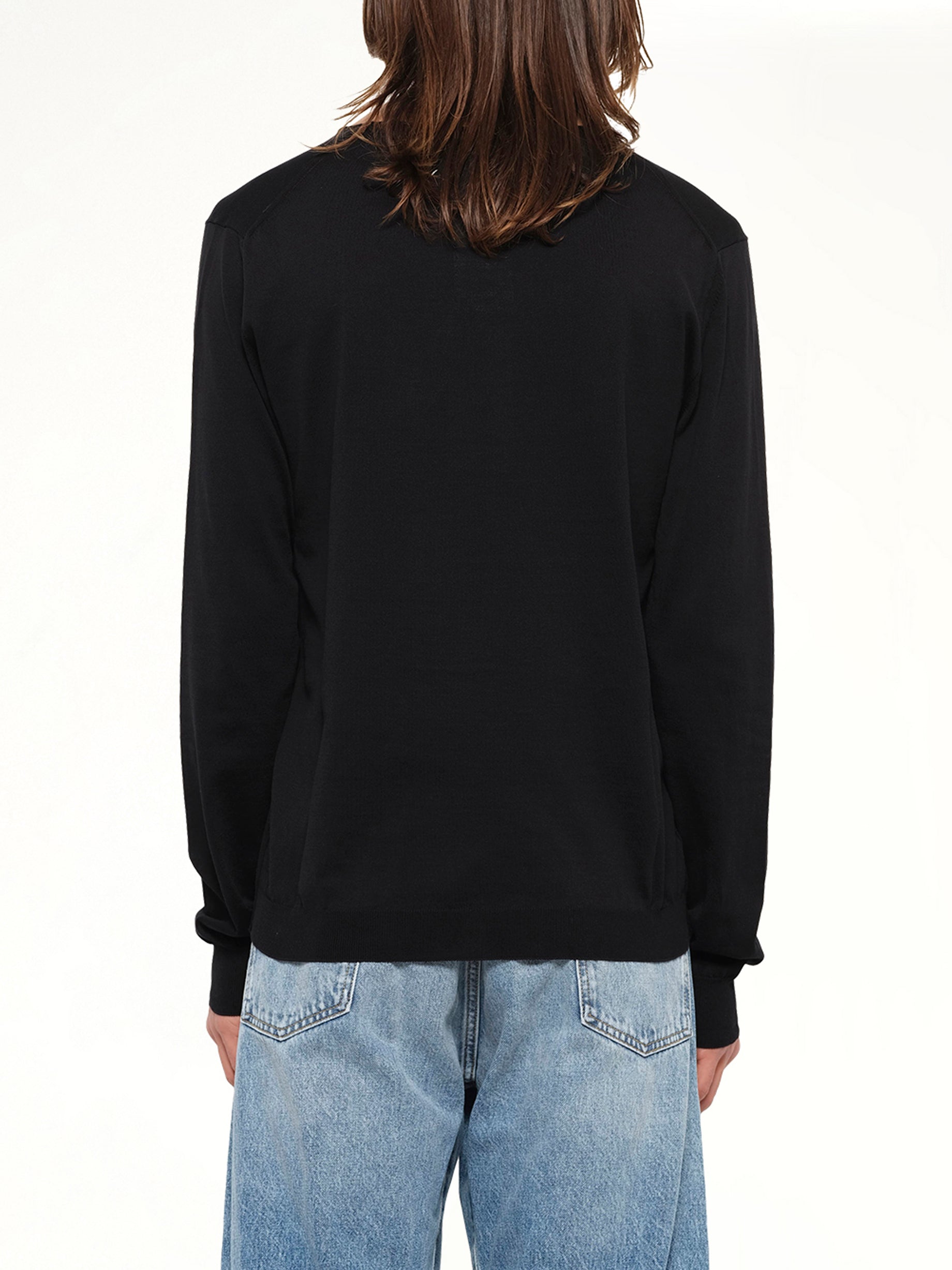 V-Neck Knit Sweater in Black