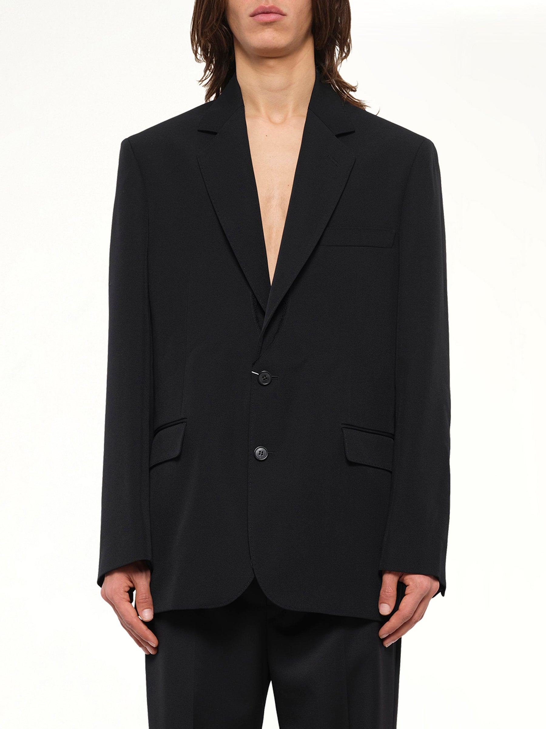 Foldable Collar Blazer in Black