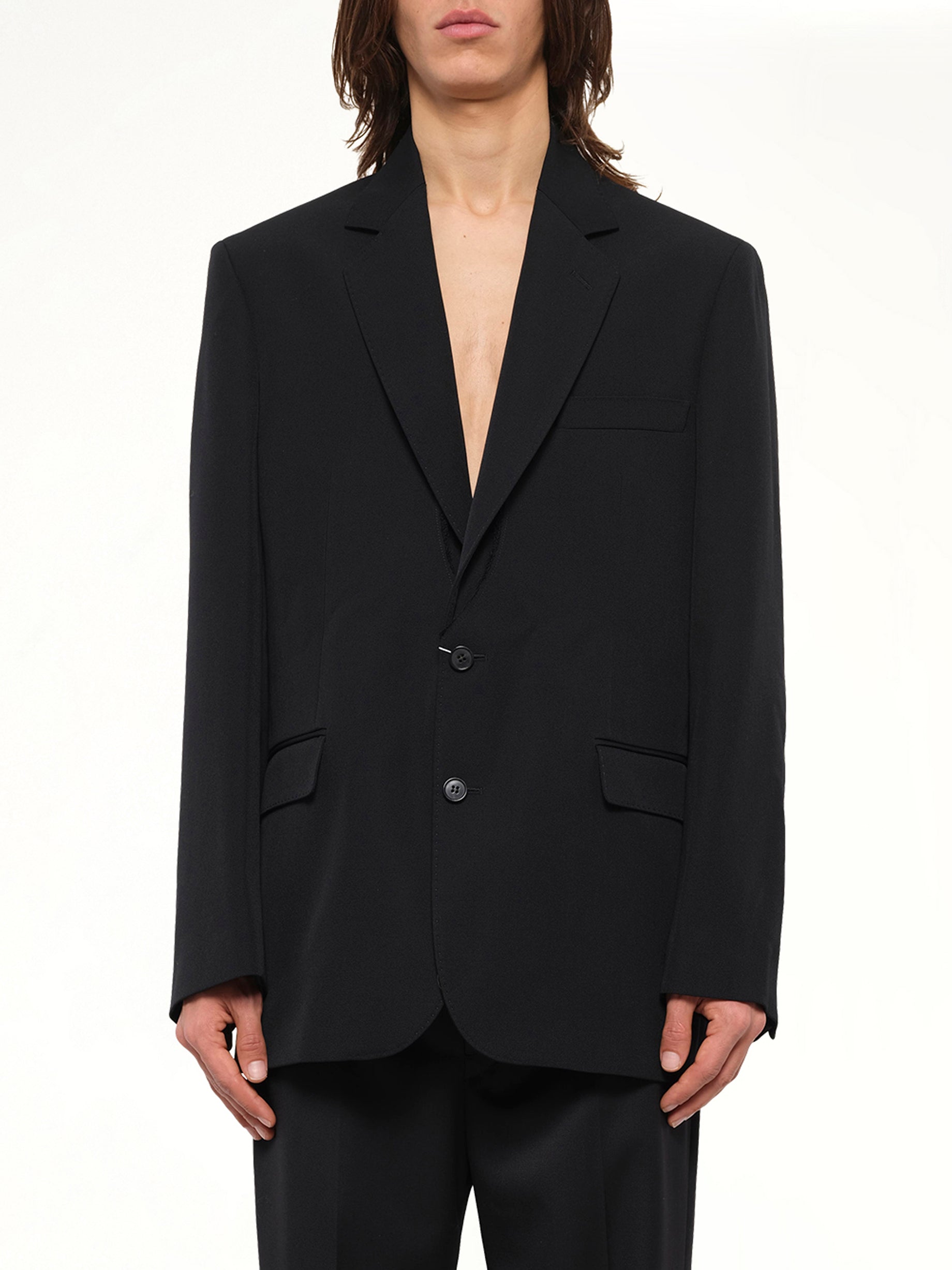 Foldable Collar Blazer in Black