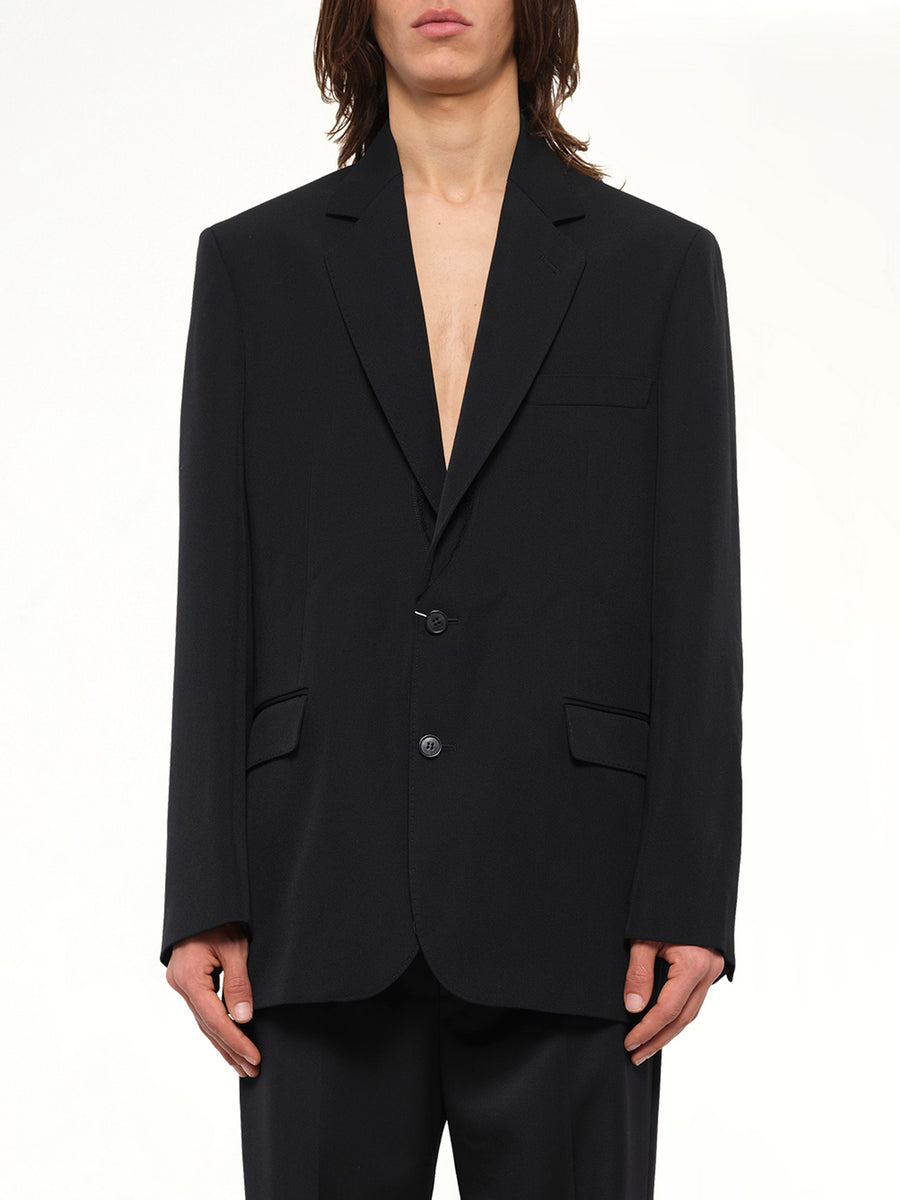 Foldable Collar Blazer in Black