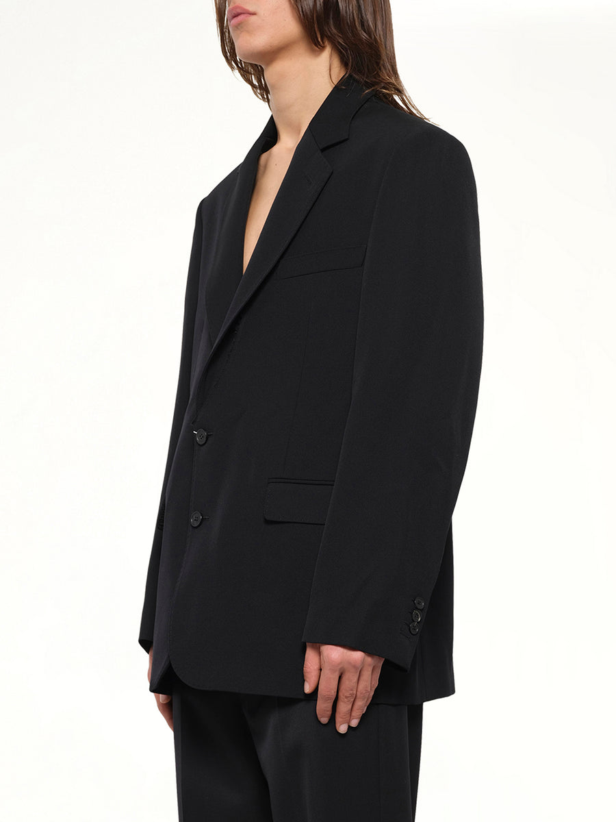 Foldable Collar Blazer in Black