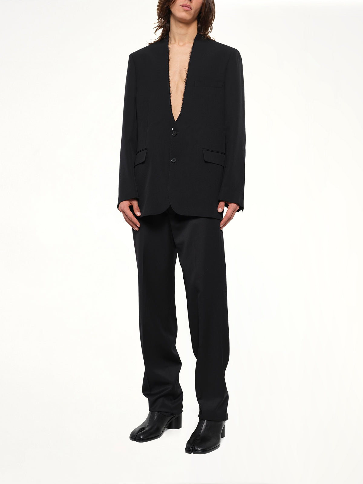 Foldable Collar Blazer in Black