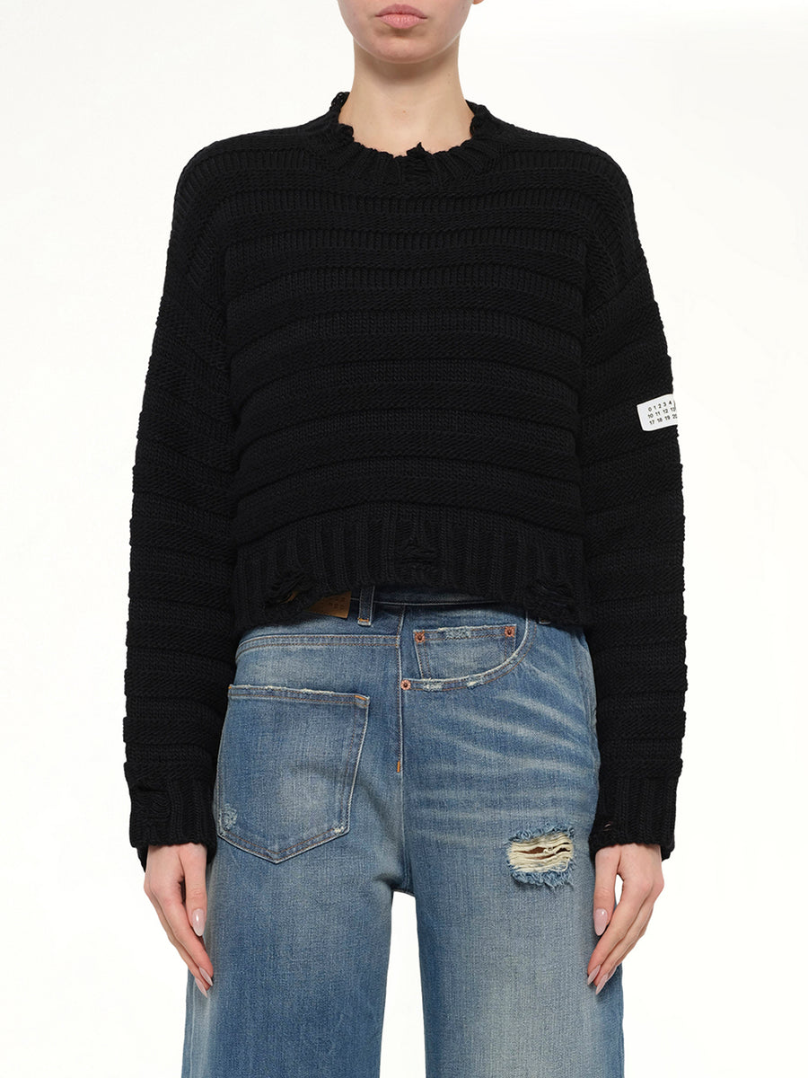 Gauge 3 Link Knit Sweater in Black