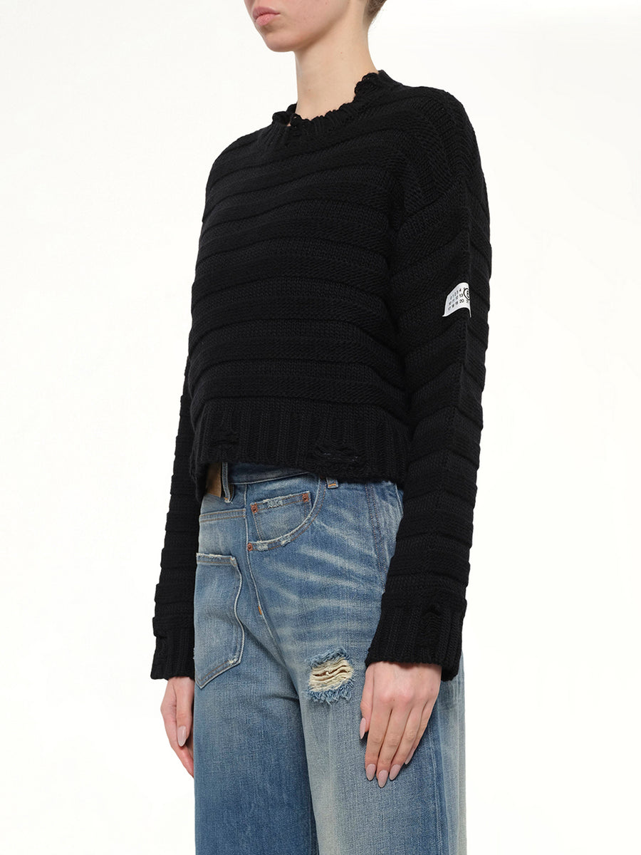 Gauge 3 Link Knit Sweater in Black
