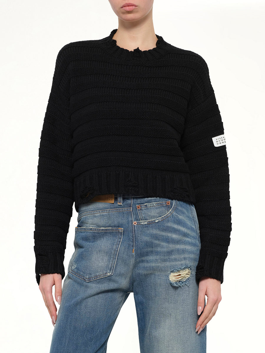 Gauge 3 Link Knit Sweater in Black