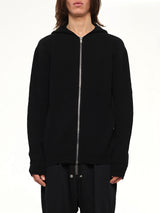 Heavy Wool Zipped Hoodie in Black