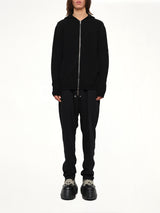 Heavy Wool Zipped Hoodie in Black