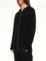 Heavy Wool Zipped Hoodie in Black