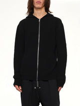 Heavy Wool Zipped Hoodie in Black