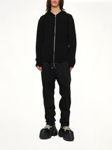 Heavy Wool Zipped Hoodie in Black