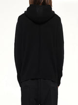 Heavy Wool Zipped Hoodie in Black