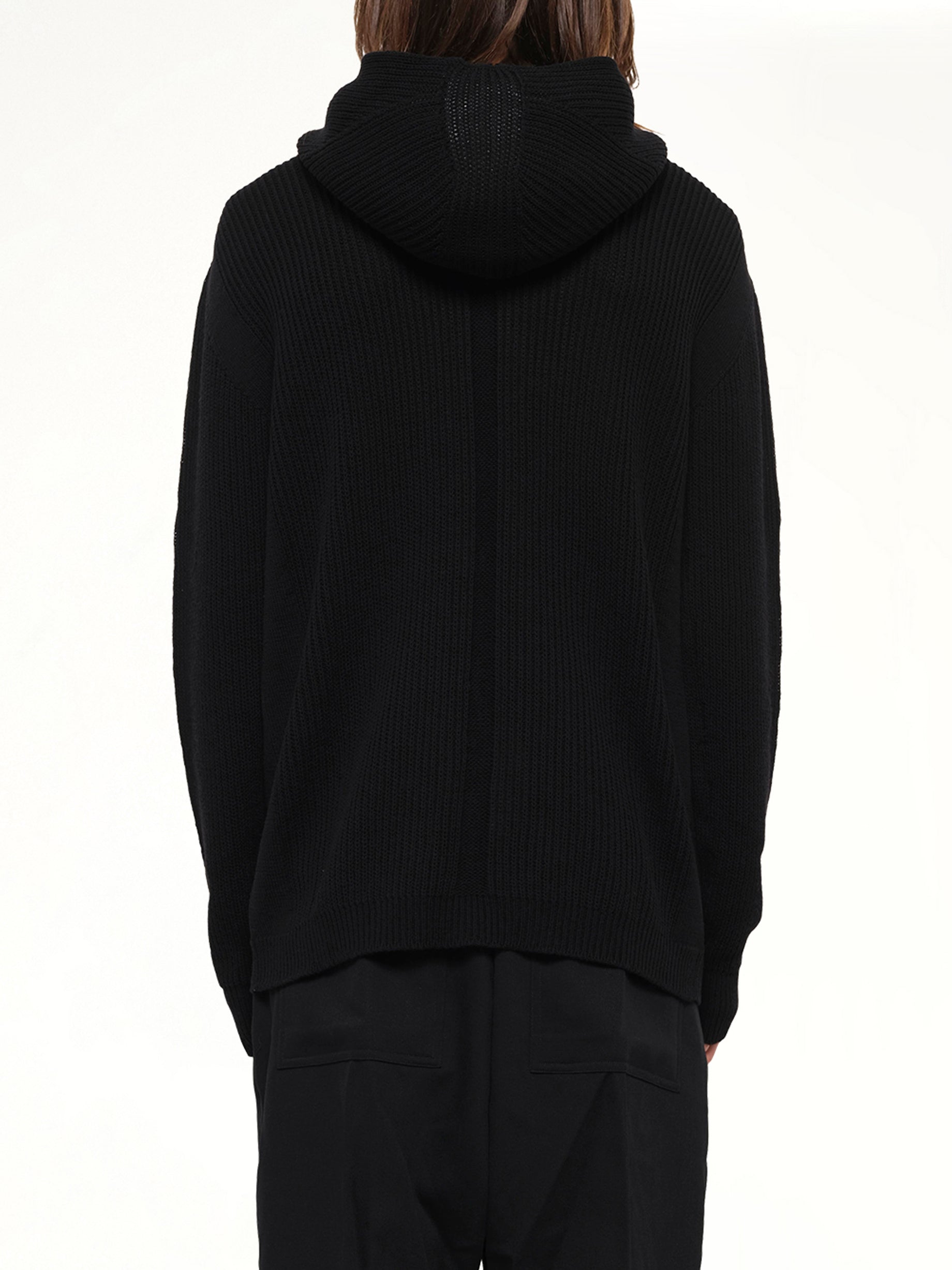 Heavy Wool Zipped Hoodie in Black