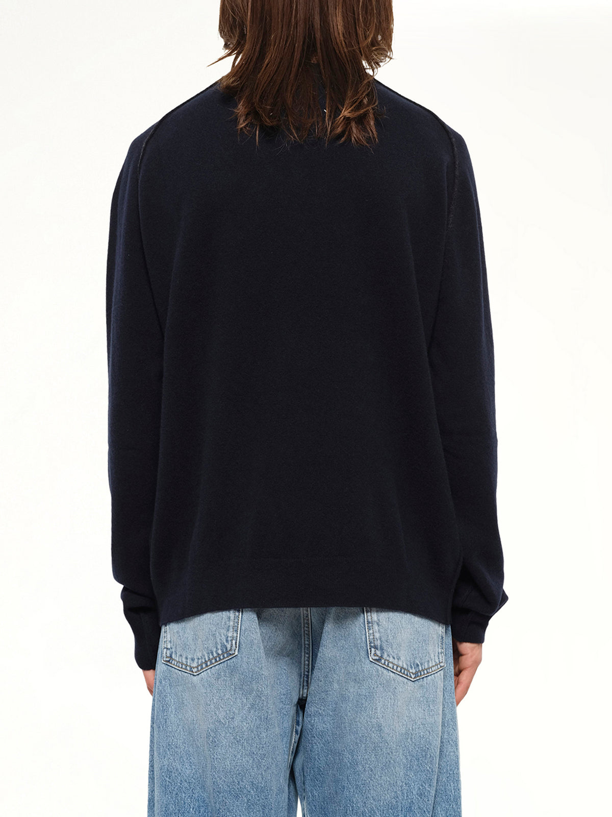 Lambswool Sweater in Navy/Dark Grey