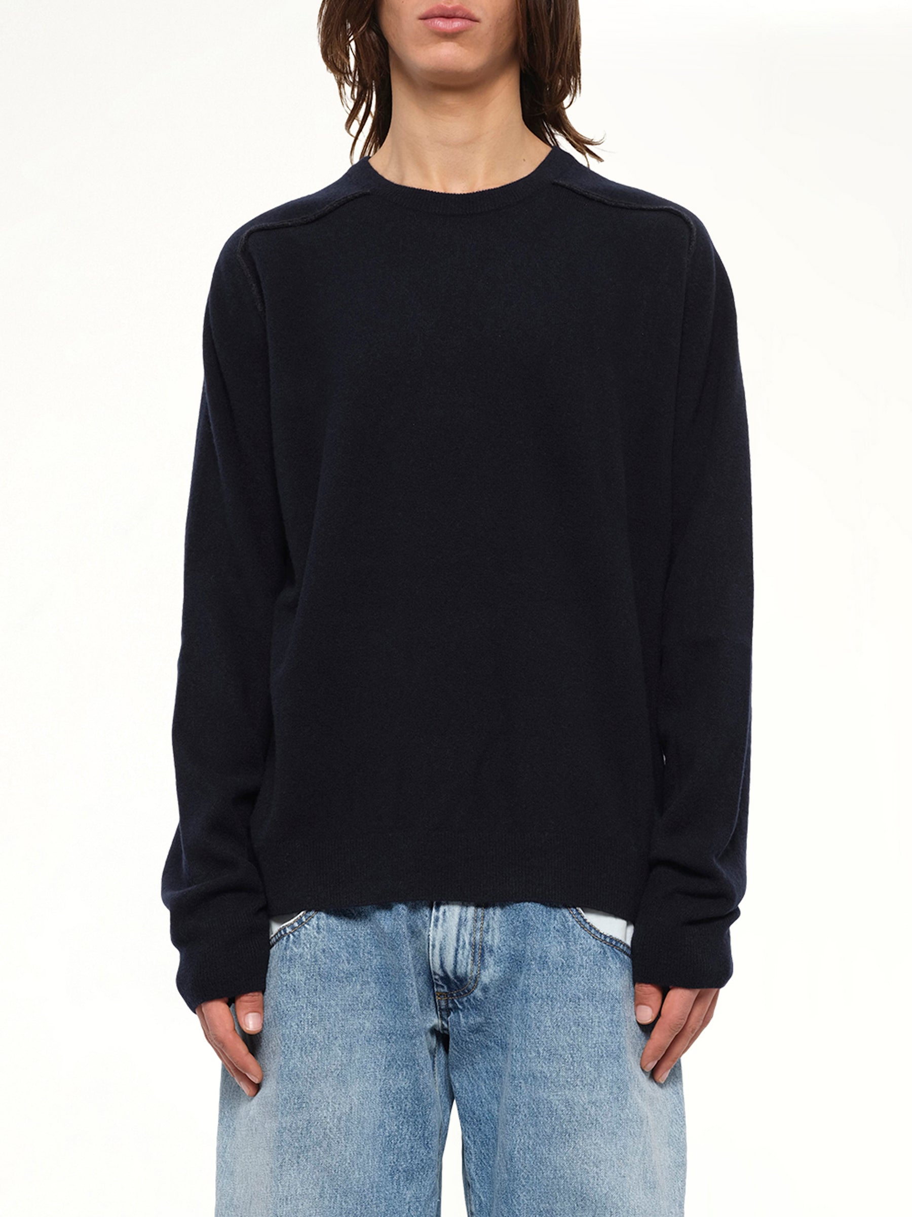Lambswool Sweater in Navy/Dark Grey