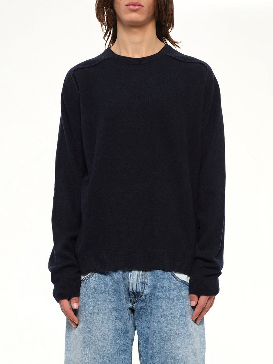 Lambswool Sweater in Navy/Dark Grey