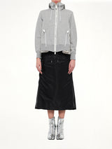 Sponge Sweat x Nylon Twill Hoodie in Light Gray