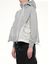 Sponge Sweat x Nylon Twill Hoodie in Light Gray