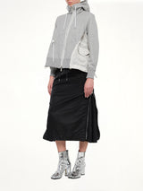 Sponge Sweat x Nylon Twill Hoodie in Light Gray