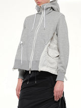 Sponge Sweat x Nylon Twill Hoodie in Light Gray