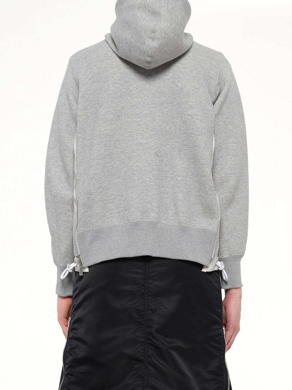 Sponge Sweat x Nylon Twill Hoodie in Light Gray