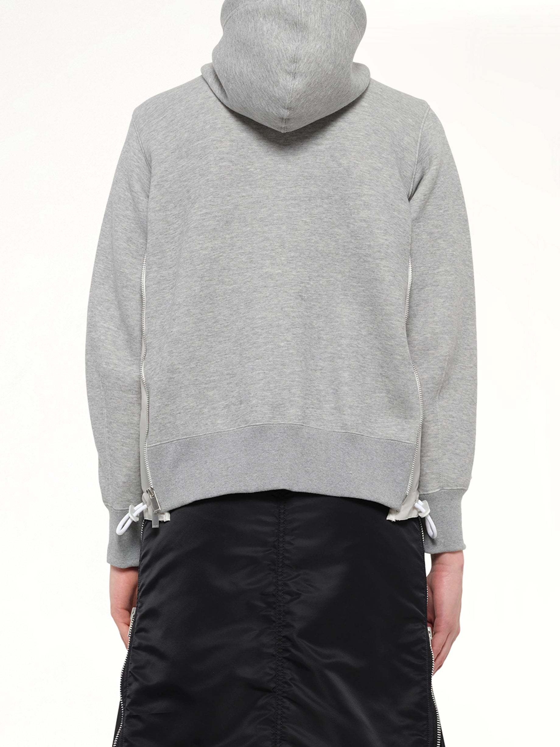 Sponge Sweat x Nylon Twill Hoodie in Light Gray