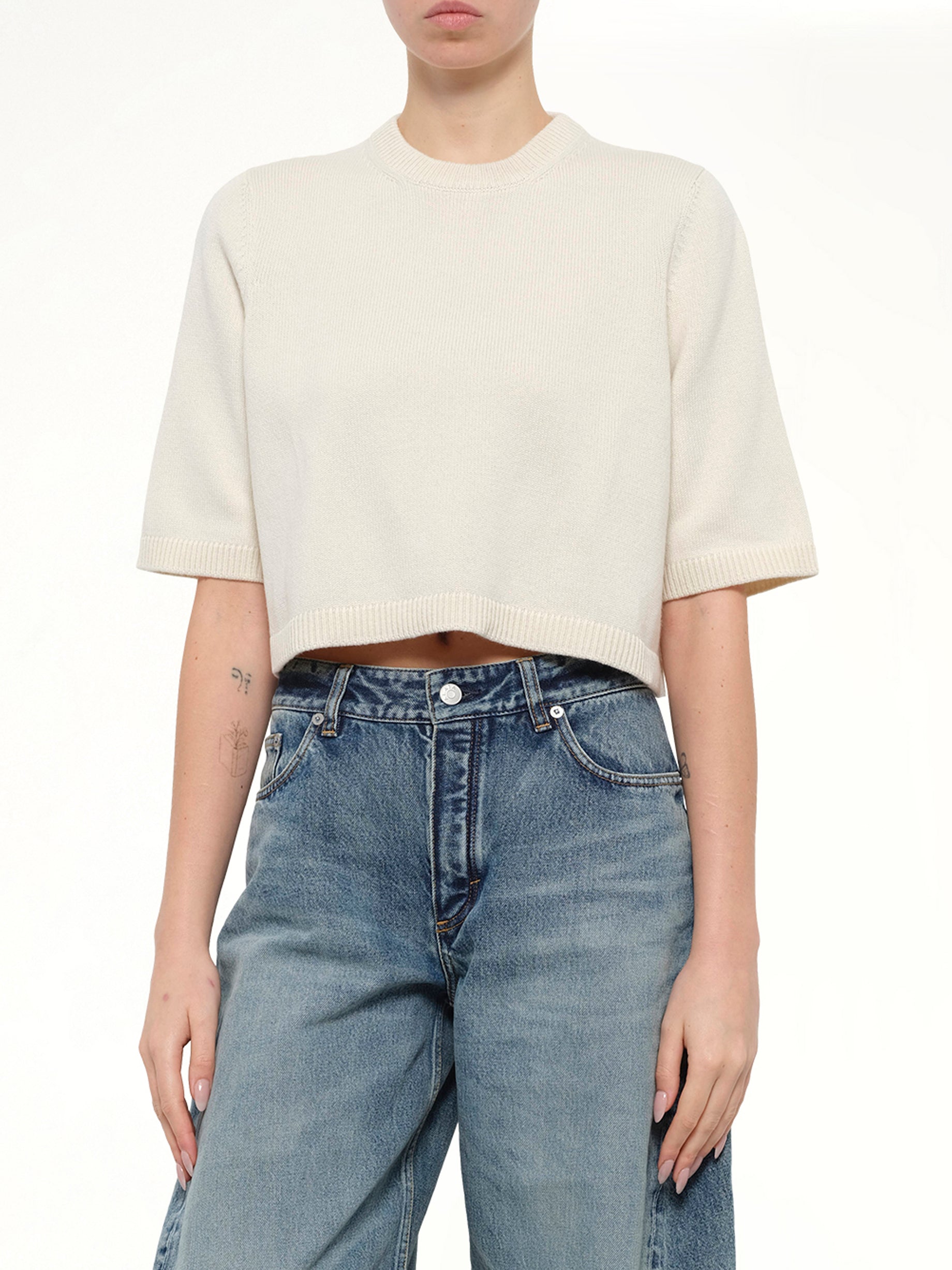 Light Cashmere Highneck Jumper in Natural White