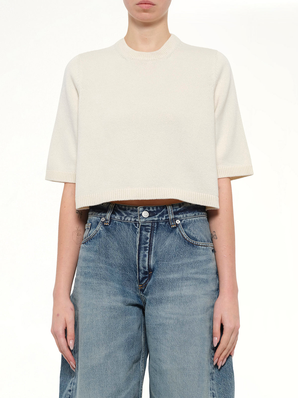 Light Cashmere Highneck Jumper in Natural White