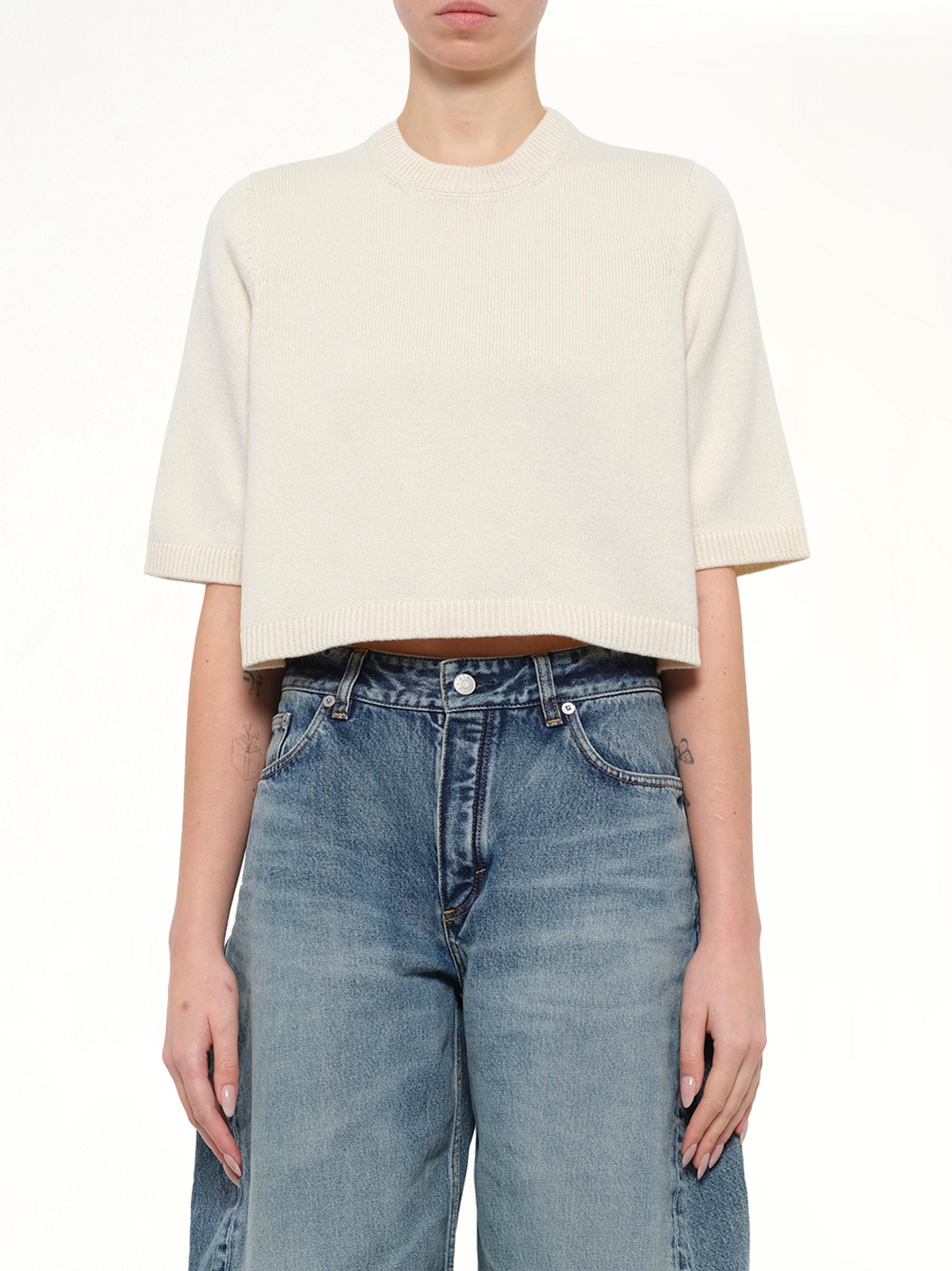 Light Cashmere Highneck Jumper in Natural White