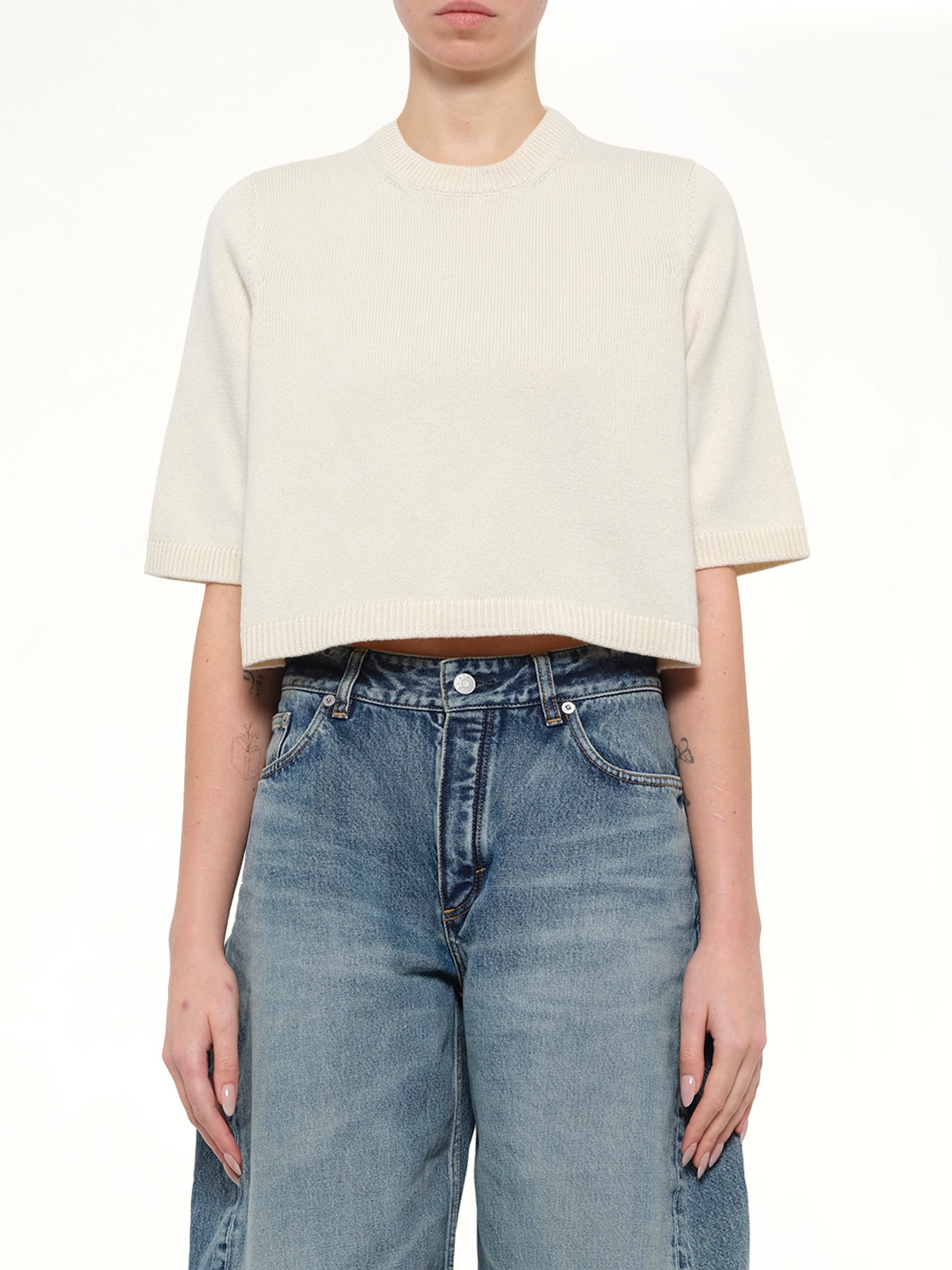 Light Cashmere Highneck Jumper in Natural White