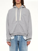 Logo Zip Hoodie in Grey Melange