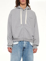 Logo Zip Hoodie in Grey Melange