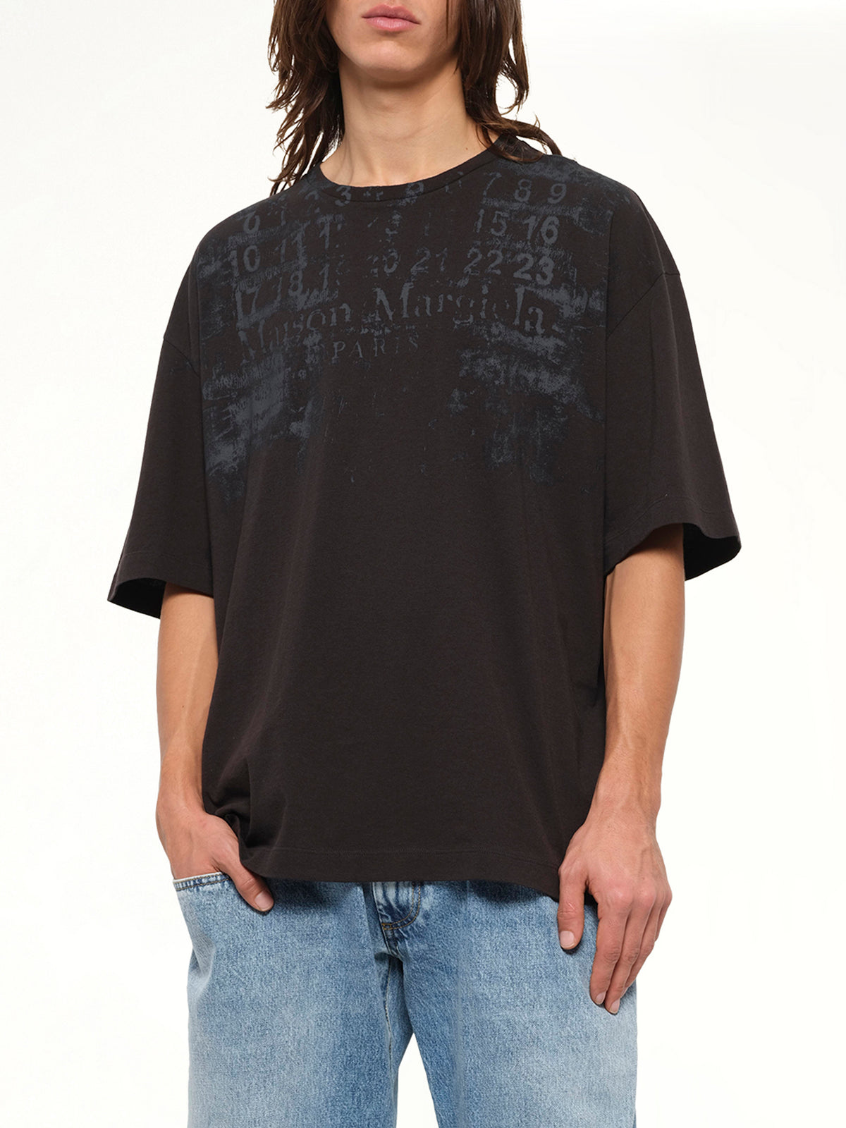Memory of Logo Oversized T-Shirt in Washed Black