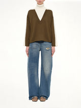 Moved Pattern Turtleneck in Off White/Khaki