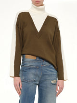 Moved Pattern Turtleneck in Off White/Khaki