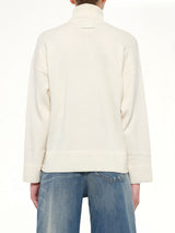 Moved Pattern Turtleneck in Off White/Khaki