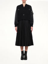 Nylon Twill x Cotton Knit Cardigan in Black