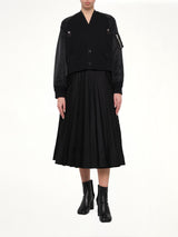 Nylon Twill x Cotton Knit Cardigan in Black