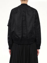 Nylon Twill x Cotton Knit Cardigan in Black