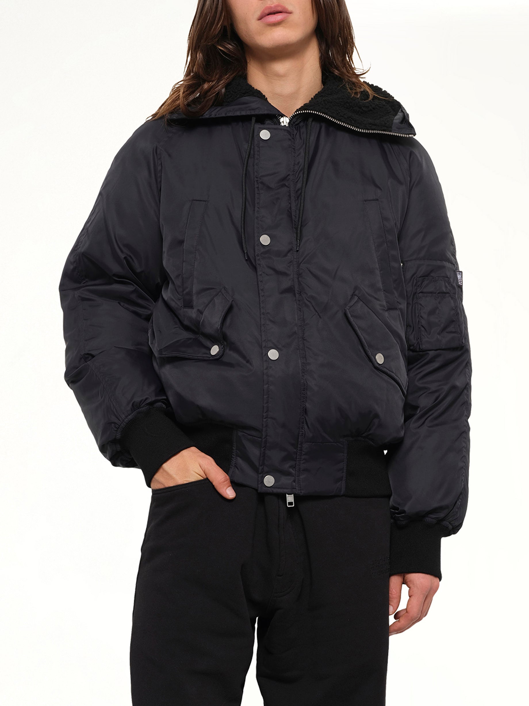 Nylon Utility Jacket in Black