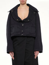 Open Neck Workwear Jacket in Vintage Black