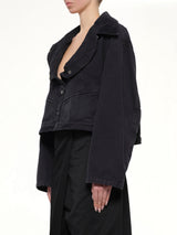 Open Neck Workwear Jacket in Vintage Black