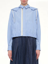 Womens Poplin Hoodie in Light Blue Stripe