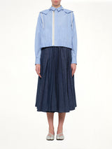 Womens Poplin Hoodie in Light Blue Stripe