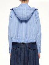 Womens Poplin Hoodie in Light Blue Stripe