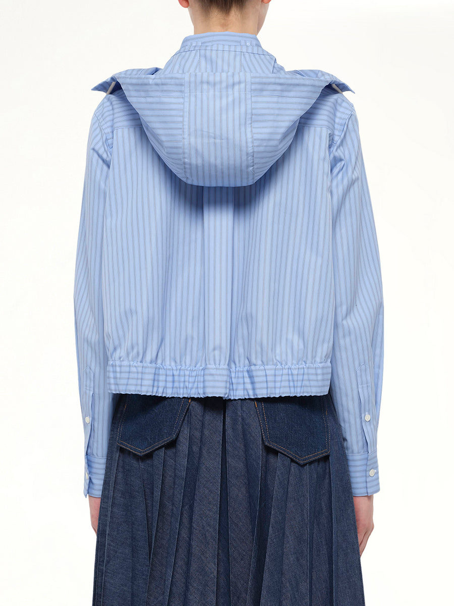 Poplin Hoodie in Light Blue Stripe